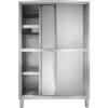 Stainless Steel Kitchen Cupboard Restaurant Storage Cabinet Double Sliding Doors