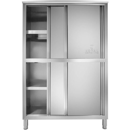 Stainless Steel Kitchen Cupboard Restaurant Storage Cabinet Double Sliding Doors