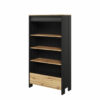 Stylish Oak Artisan & Black Matt Bookcase W72cm - Modern Storage with LED Lighting