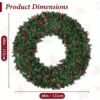 Sucolite 60/ 48in Large Artificial Christmas Wreath With Lights, Door Wreath Decoration With 330/ 240 Led Warm White Lights, 972/ 630 Pvc Tips,