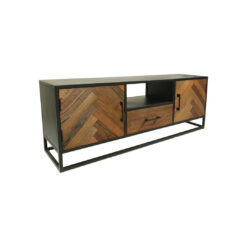 TV Stand Verona 2 Doors 1 Drawer-150x40x55-Brown/Black-Mango Wood/Meta