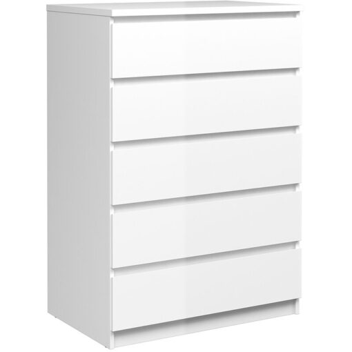 Taia Chest Of 5 Drawers In White High Gloss