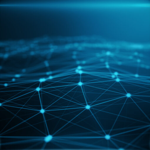 Technological Connection In Cloud Computer, Blue Dot Network, Abstract Background, Concept Of Network Representing Internet Connections, 3D Rendering