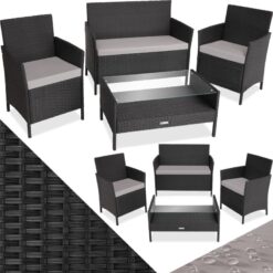 Tectake - Garden Furniture Set Madeira - sofa, 2 armchairs, coffee table - garden tables and chairs, garden furniture set, outdoor table and chairs