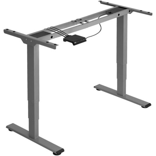 Tectake - Standing Desk Frame - electrically height-adjustable, 3-stage, 100 kg load capacity - desk, computer desk, office desk - grey