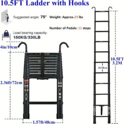 Telescopic Loft Ladder, Aluminium Telescopic Ladder With Hooks, Compact Multi-purpose Telescopic Folding Ladder, Portable Telescopic Ladder With