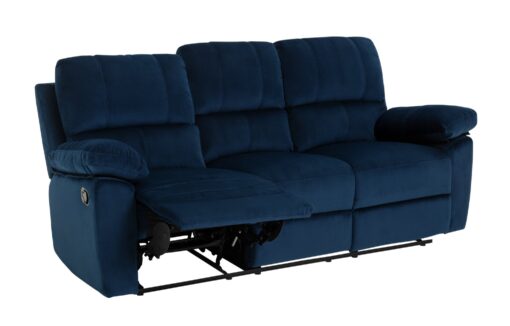 Toby Velvet 3 Seater Recliner Sofa in a Box- Navy