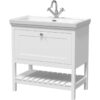 Traditional Furniture Floor Standing 1 Drawer Vanity & 1 Tap Hole Fireclay Basin, 800mm, Pure White