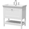 Traditional Furniture Floor Standing 1 Drawer Vanity & 3 Tap Hole Fireclay Basin, 800mm, Pure White