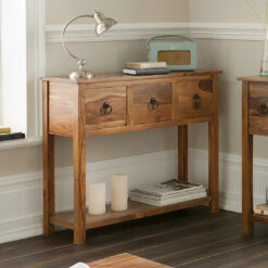 Trenton 90cm Solid Wood 3 Drawer Console Table