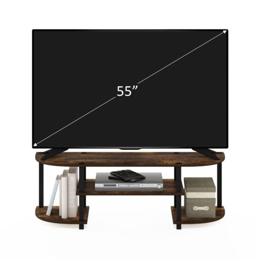 Turn-s-tube Wide Tv Entertainment Center, Simple Stylish Design Comes In Amber Pine Black, Is Functional And Suitable For Any Room.