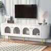 Tv Stand For Tvs Up To 80 , 4 Cabinets, Wood Metal And For , /