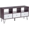 Tv Stand Media Unit 3 Drawers Living Room Furniture Dark Wood White Foston