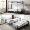 Twin Over Twin Bunk Bed With 2 Storage Drawers, Separable Solid Metal Frame Loft Bed, 2 Daybeds Conversion For Any Bedroom Layout, Black