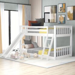 Twin Over Twin Bunk Bed With Convertible Slide And Ladder, White