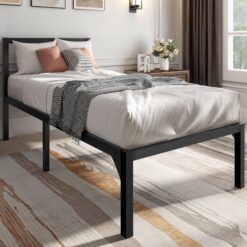 Twin Size Bed Frame Strong Steel Slats With Headboard Leg Support