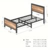 Twin Size Bed Frame With Wooden Headboard And Footboard, Metal Platform Bed Frame With 9 Leg And 10.2inch Under Bed Storage For Bedroom, Spring