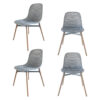 U2PICK 4 Dining Chairs Set Wooden Legs Plastic Kitchen Chairs for Dining Room (Grey)