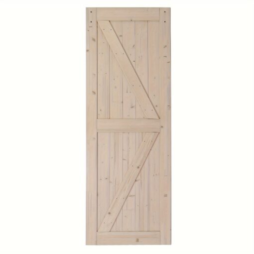 Ubesgoo 30 In. X 84 In. Unfinished Sliding Barn Door With 5.5ft Barn Door Hardware Kit & Handle