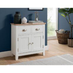 Valya 75 Cm Wide 2 Drawer Oak Solid Wood Sideboard