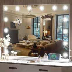 Vanity Mirror With Lights, 32" X 24" Makeup Mirror, Light Up Mirror With 14 Dimmable Led Lights And 10x Magnification, 3 Colors Modes, Touch Control,