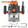 Vevor Plunge Router Kit, 3-1/4 , 120v, Adjustable 12000-23000 Rpm, Electronic Base, Wood Crafting Tool With Case, & Straight , 1/4" Collet Cone Set