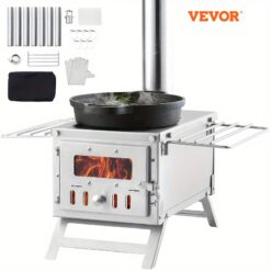 Vevor Wood Stove, 80 Inch, Stainless Steel Camping Tent Stove, Portable Wood Burning Stove With Chimney Pipes & Gloves, 700in³ Hot Tent Stove For