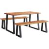 Vidaxl - 3 Piece Dining Set with Live Edge Solid Wood Acacia