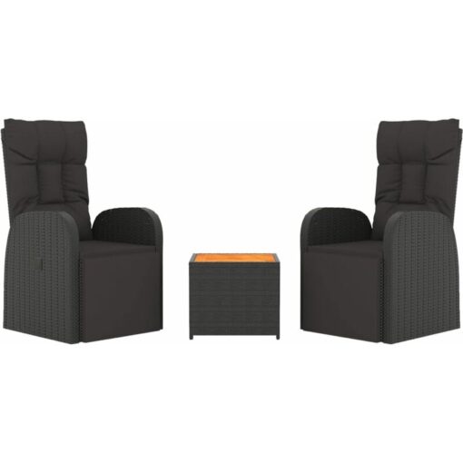 Vidaxl - 3 Piece Garden Lounge Set Black Poly Rattan&Solid Wood Acacia