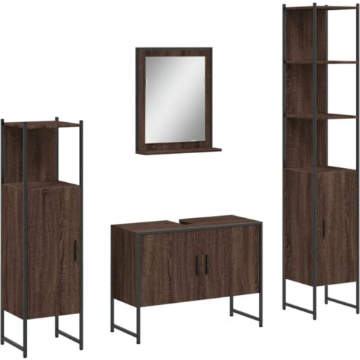 Vidaxl - 4 Piece Bathroom Cabinet Set Brown Oak Engineered Wood