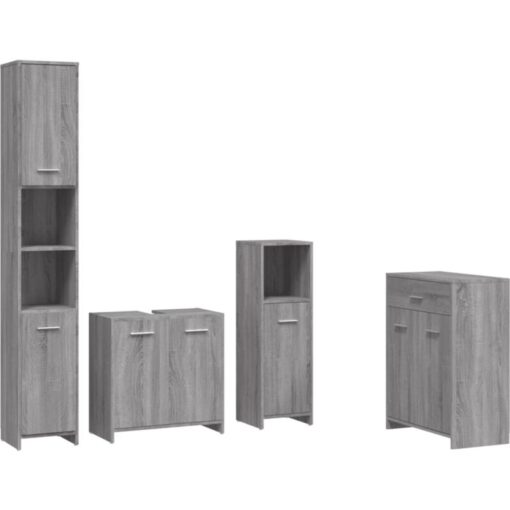 Vidaxl - 4 Piece Bathroom Furniture Set Grey Sonoma Engineered Wood