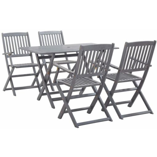 Vidaxl - 5 Piece Garden Dining Set Solid Acacia Wood Grey