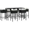 Vidaxl - 7 Piece Garden Bar Set with Cushions Black Poly Rattan