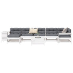 Vidaxl 9 Piece Garden Sofa Set White Solid Wood Pine