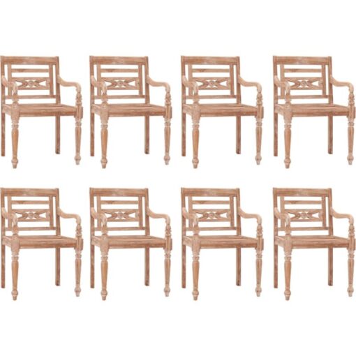 Vidaxl - Batavia Chairs 8 pcs White Wash Solid Wood Teak