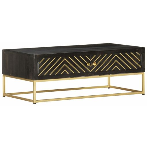 Vidaxl - Coffee Table Black and Gold 90x50x35 cm Solid Mango Wood