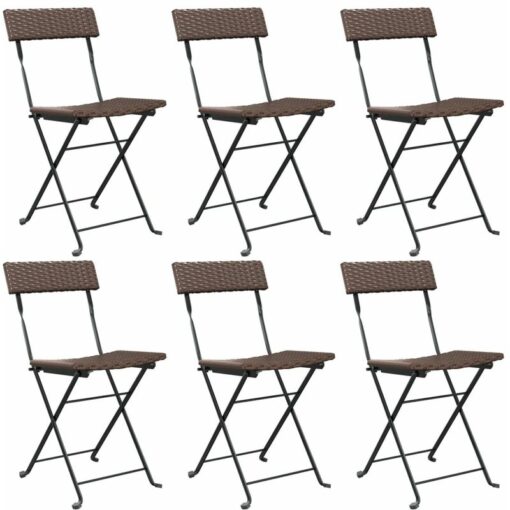 Vidaxl - Folding Bistro Chairs 6 pcs Brown Poly Rattan and Steel