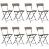 Vidaxl - Folding Bistro Chairs 8 pcs Grey Poly Rattan and Steel