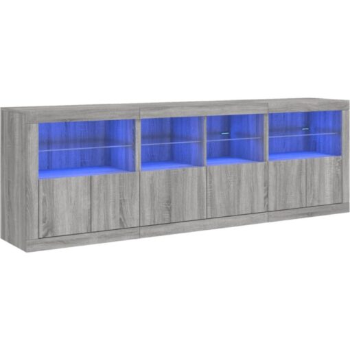 Vidaxl - Sideboard with led Lights Grey Sonoma 202x37x67 cm