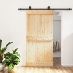 Vidaxl Sliding Door With Hardware Set 100X210 Cm Solid Wood Pine