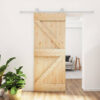 Vidaxl Sliding Door With Hardware Set 85X210 Cm Solid Wood Pine