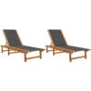 Vidaxl - Sun Loungers 2 pcs Black Solid Wood Acacia and Textilene