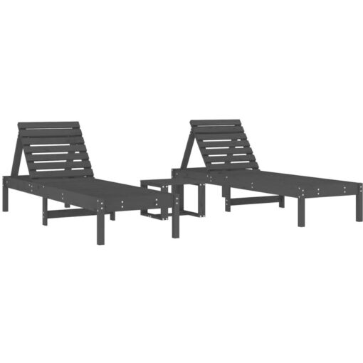 Vidaxl - Sun Loungers 2 pcs with Table Grey Solid Wood Pine