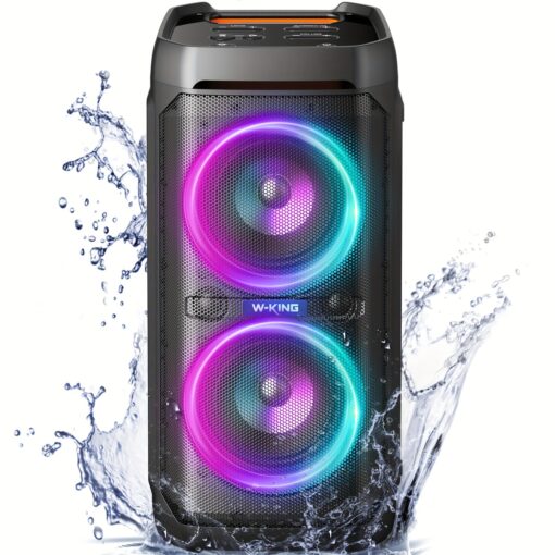 W- 100w Wireless Speakers V5.3, Portable Bass/110db /dsp, /mic & Guitar //usb/eq/