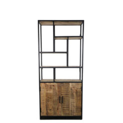 Wall Cabinet Level 2 Doors-80x35x180-Natural/Black-Mango/Metal