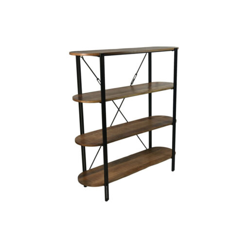 Wall Cabinet With 4 Shelves-130x39x140-Natural/Black-Mango/Metal