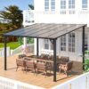 Wall Gazebo12' X 10', Hard Top Gazebos Pergola On Clearance, Outdoor Patio Lean To Gazebo Canopy Awnings For Deck, Porch, Backyard And More