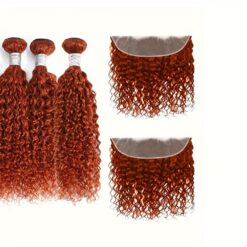 Water Wave 3 Bundles With 13*4 Lace Closure 100% Unprocessed Brazilian Virgin Human Hair Orange Color