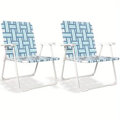 Webbed Folding Chairs For Outside, Aluminum Patio Beach Chairs For Outdoor Lawn Lounge Backyard