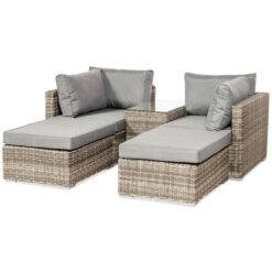 Wentworth 4 Seater Multi Relaxer Set with Cushions - Synthetic Rattan - H52 x W75 x L40 cm - Natural